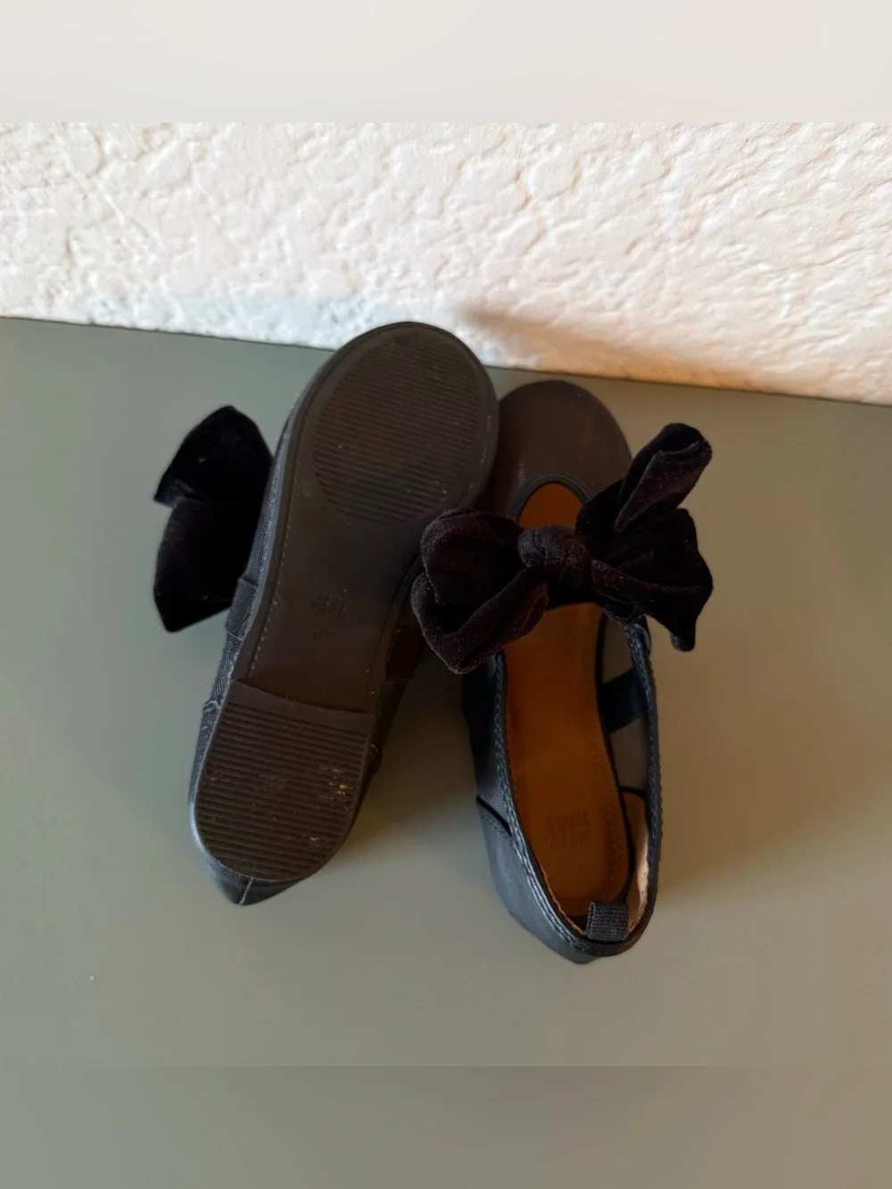 H&M girls velvety bow  ballet mesh flat size 12.5 - Picture 5 of 8